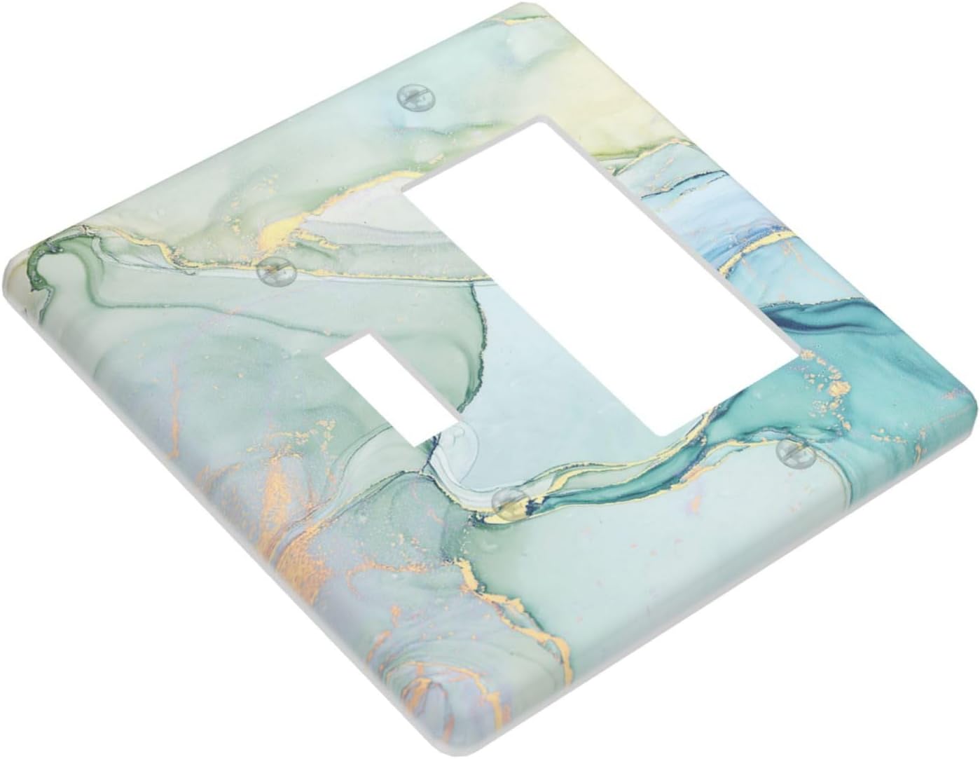 Outlet Covers Teal Gold Marbling Turquoise 1 Toggle 1 Rocker Combination Decorative Wall Plate Electrical Switch Plates Light Switch Cover Plate for Bathroom living Room Decor
