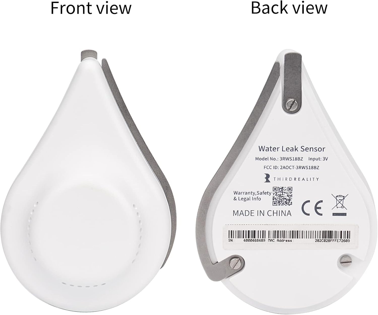 THIRDREALITY Zigbee Water Leak Sensor with Dripping Detection,120dB Alarm,App Notifications Enabled When Work with Home Assistant and Compatible Zigbee HUB Like SmartThings,Aeotec or Third Reality Hub