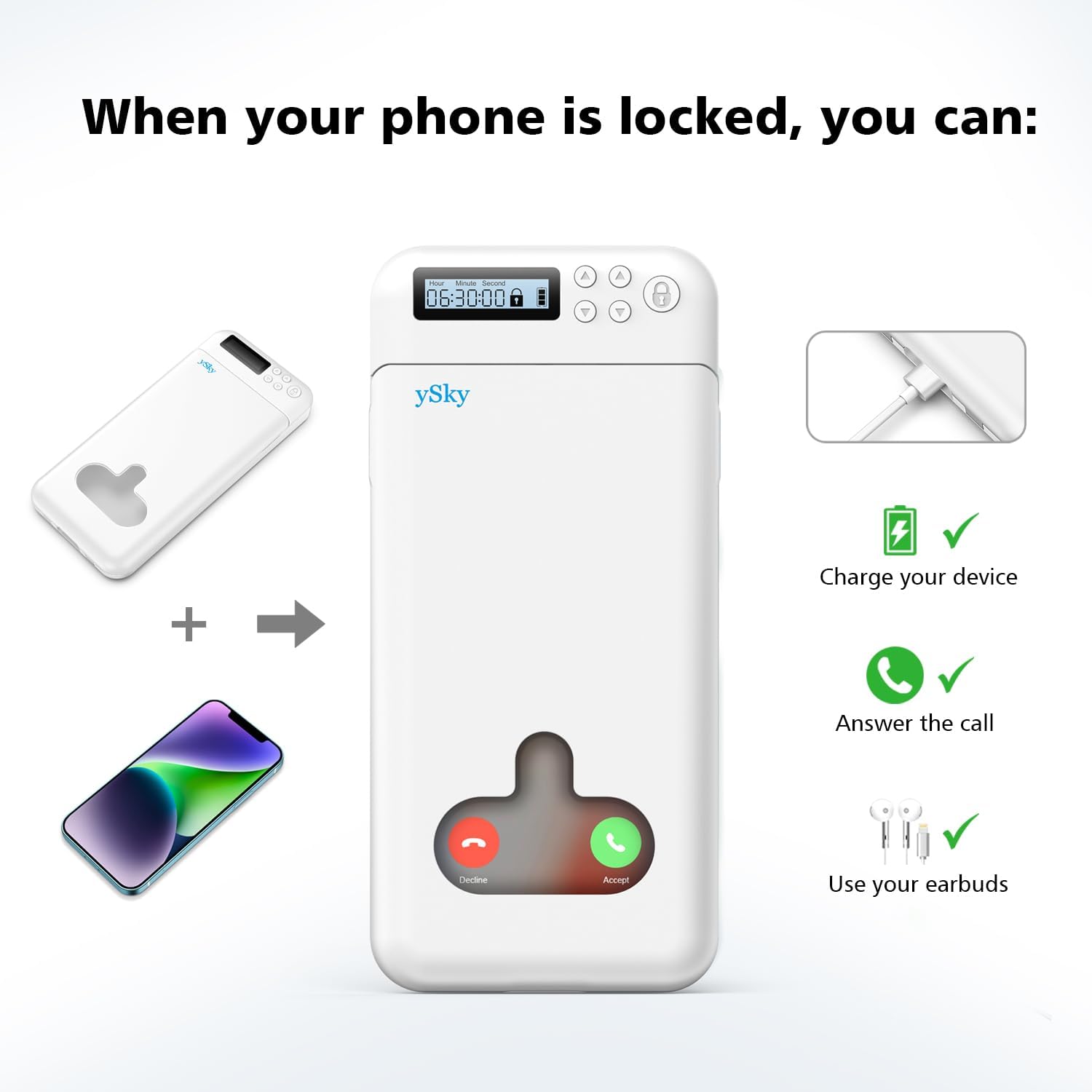 ySky Cell Phone Lock Box with Timer,Portable Timed Phone Lock Box for iPhone and Android Phones, Self-Control Timer Phone Locker to Help Kids,Students Focus Back