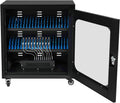 40-Slot Cell Phone Charging Station Cabinet with USB, 400W High-Power Portable Mobile Charging Locker with Wheels & Lockable Tempered Glass Door (Black)