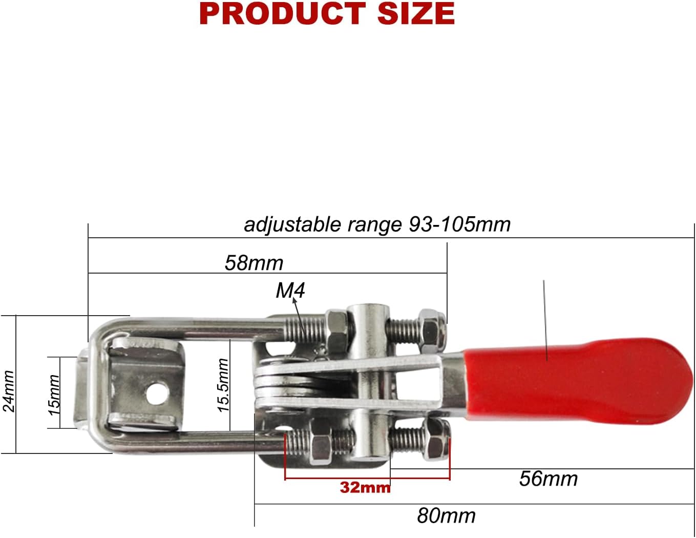 Toggle Clamp Latch 400LBs, 304 Stainless Steel Durable Adjustable U Bolt Holding Quick Release Latch 40323-2pcs with12pcs Screws