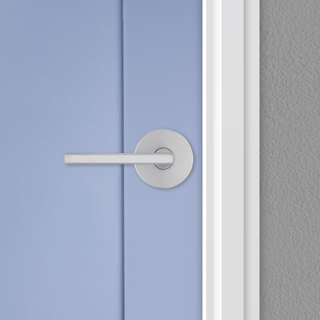 Kwikset Halifax Interior Passage Door Knob, Round Handle for Closet and Hallway Doors, Non-Locking Doorknob in Satin Chrome, with Microban Protection