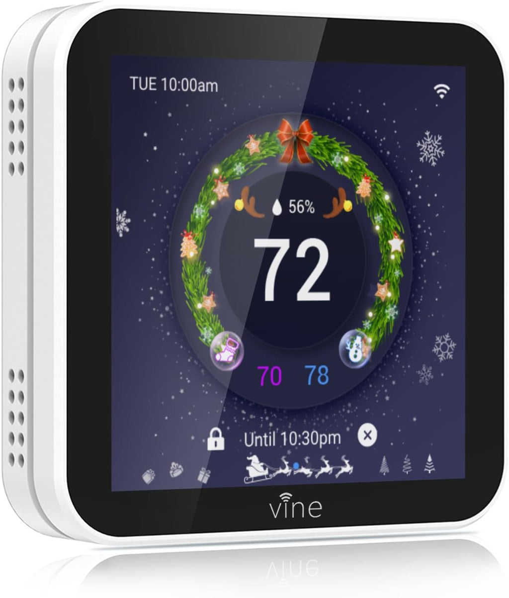 Vine Smart Thermostat - WiFi Programmable Thermostat for House - Compatible with Alexa and Google Assistant, 4.0" Touch Screen Christmas Valentine's Day Optional Wallpaper, C-Wire Required