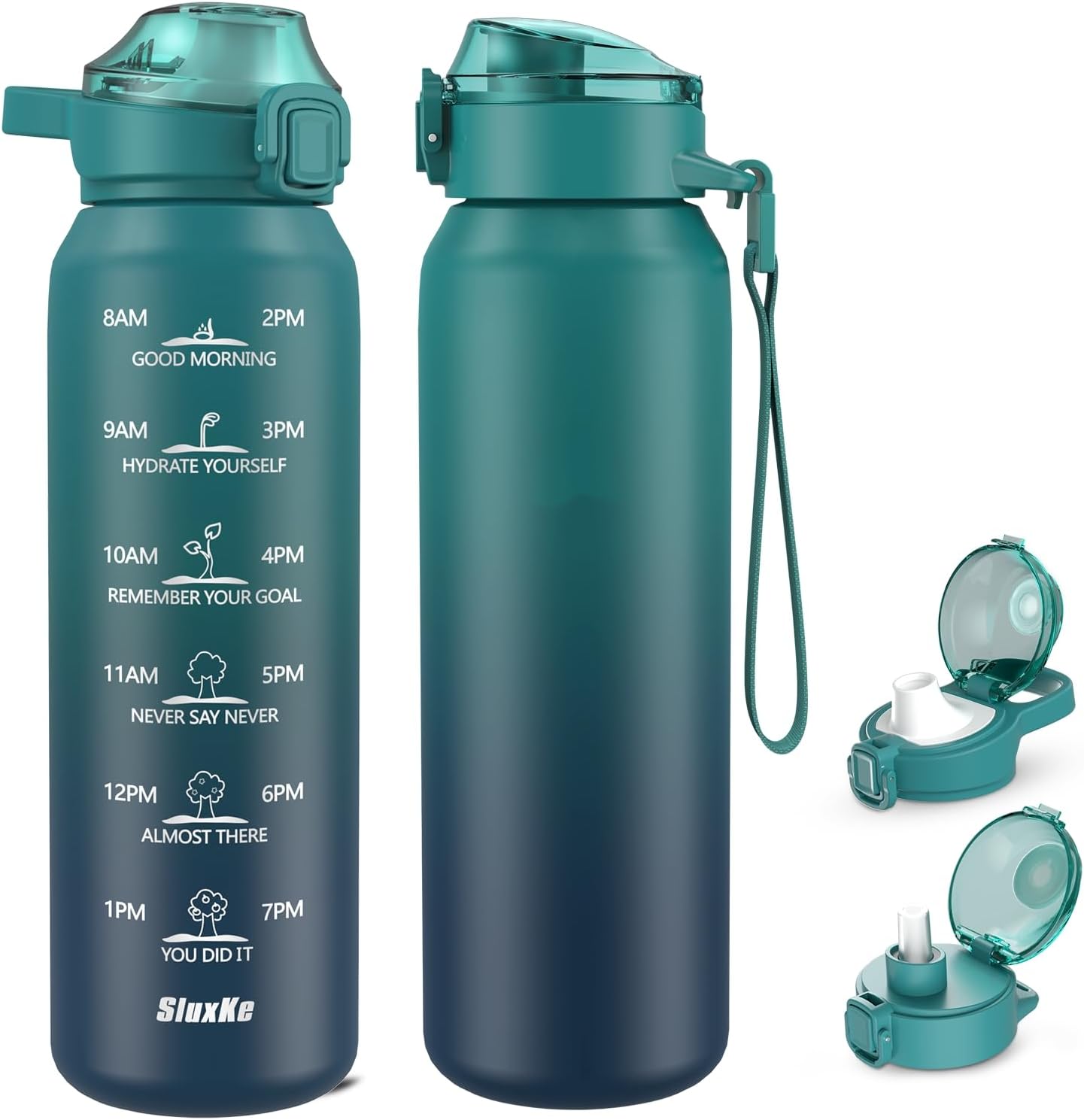 Insulated water bottle with Straw and Chug Lids, 18/10 Stainless Steel 24oz Water Bottle BPA Free, Double Wall Vacuum Wide Mouth Insulated Water Bottle for Men, Women & Kids BLUE BLUE