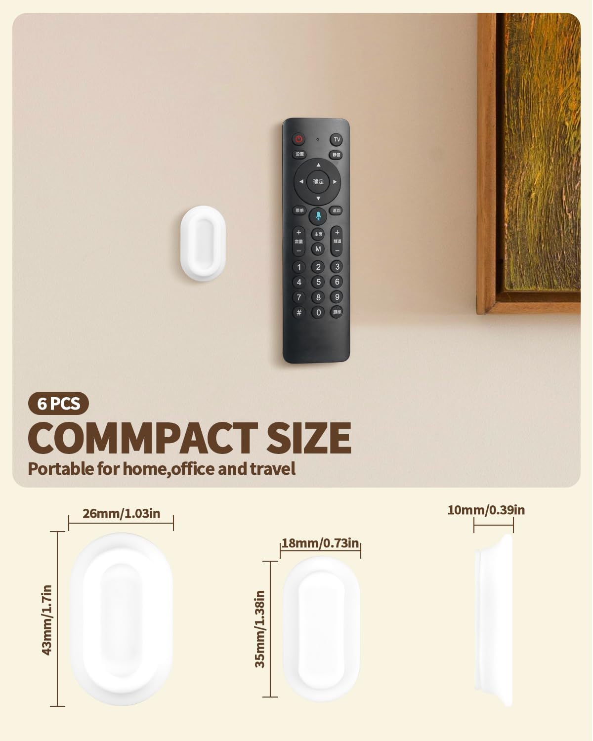 6 Pack Magnetic Remote Control Holder – Upgraded Silicone Magnetic Wall Mount for TV, Fan & Air Conditioner Remotes – Self-Adhesive, No-Drill Remote Control Holder Wall Mount