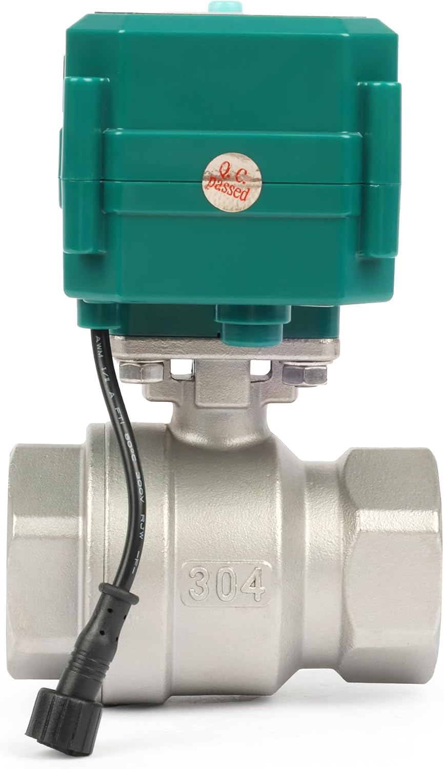 U.S. Solid 1-1/4" Smart Motorized Ball Valve - Stainless Steel Remote App Mobile-control Electrical Ball Valve with Manual Switch, Plug Connection