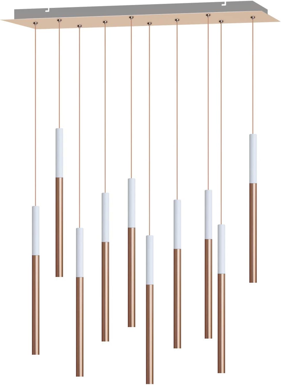 ALTAIR 10 Mini Pendant Lighting White-Copper - LED Hanging Light Fixture for Kitchen Island, Bar, Foyer - Cluster Pendants - Dimmable, Adjustable Wire, Lamp Bulb Included