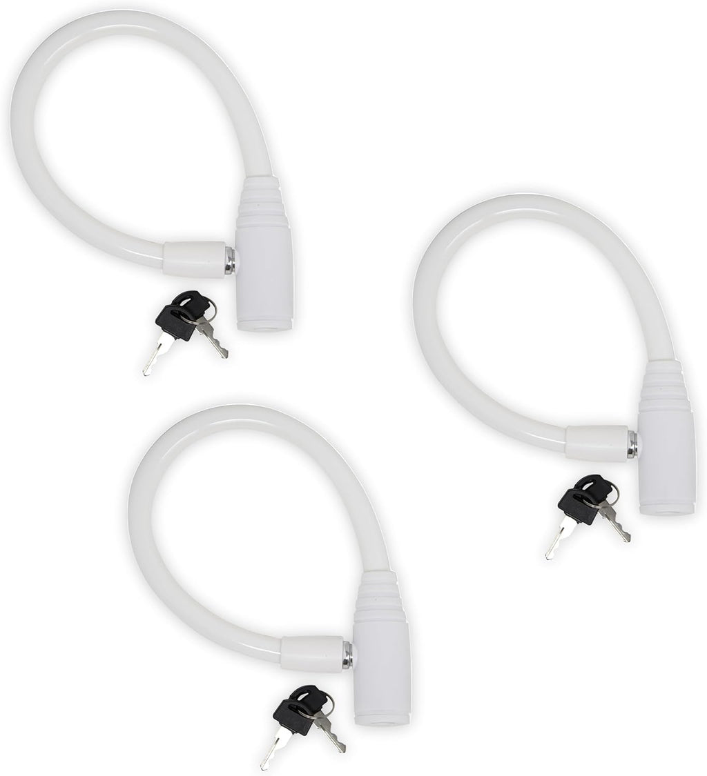 Urban August Child-Proof Refrigerator Lock for Kids & Adults - Lock for French Door Fridge and Cabinet (Small, White - 3 Pack Keyed Alike)