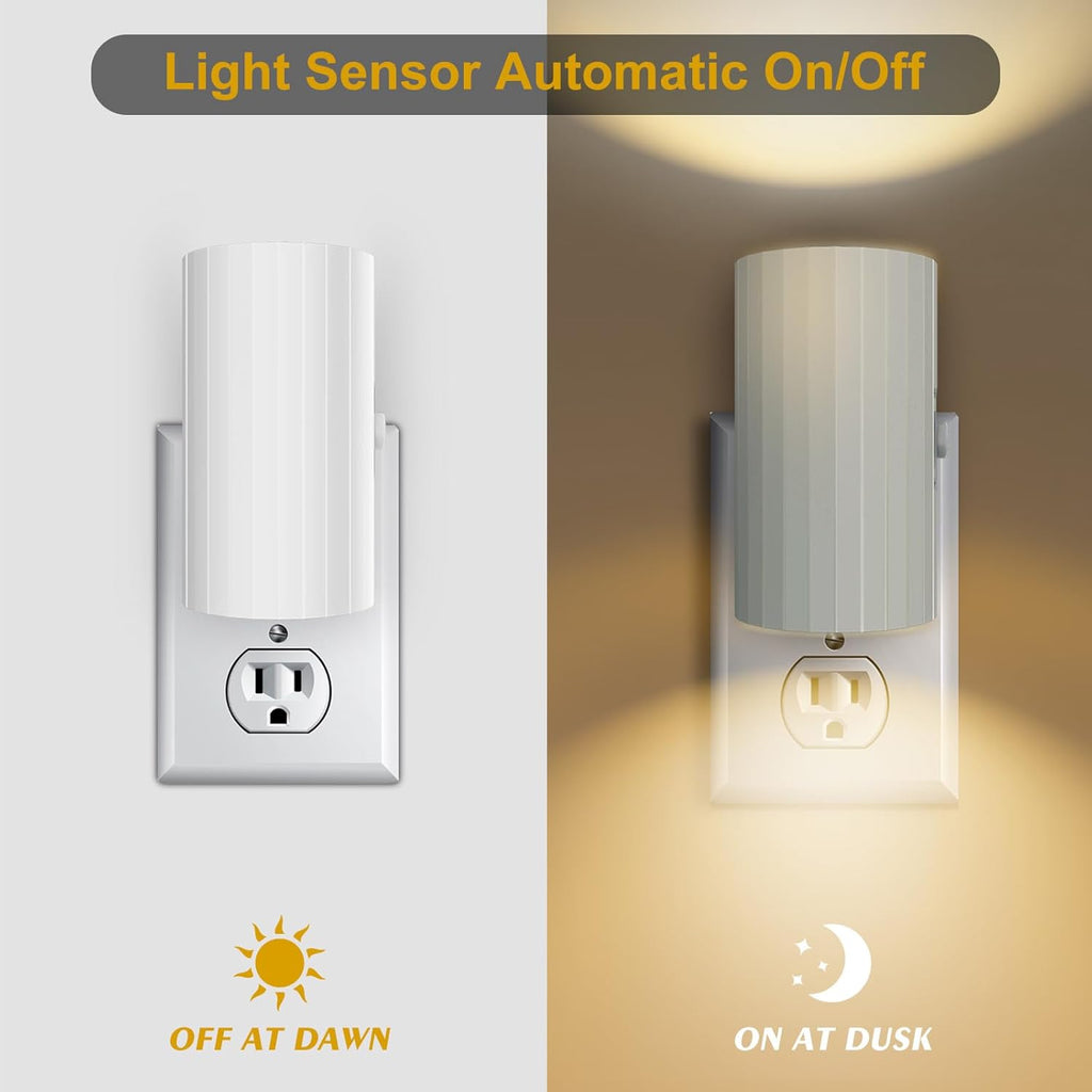 Night Light, Led Night Lights Plug into Wall, Sensor Dusk to Dawn, 0-100 LM Dimmable Night Lights, 3000K Soft White for Bathroom Bedroom Kitchen Toilet Hallway Stairway, 2 Pack