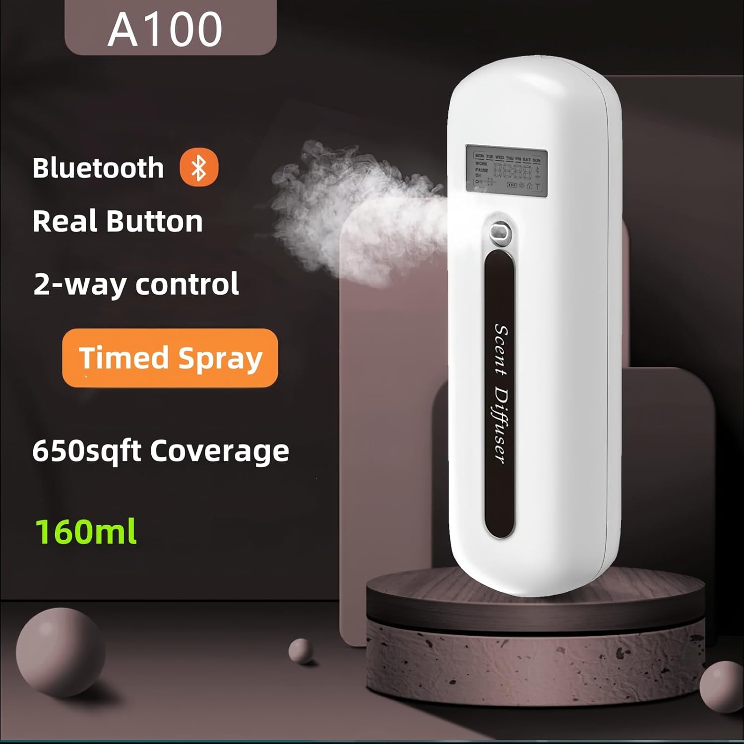 Plug in Waterless Diffuser - Up to 650 sqft Coverage, Wall Plug Oil Diffuser - Waterless Oil Diffuser with Button&App Dual-Control-