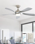 Sofucor 52" Smart Ceiling Fan, Indoor/Outdoor Ceiling Fans with Lights and Remote, Compatible with Alexa/Google/App, 3-Color Light 6-Speed Timing Reversible DC Motor for Bedroom Living Room Patio