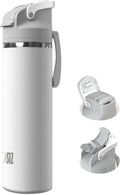 OISIZ Insulated Water Bottle 24 oz with 2 in 1 Spout and Straw Lid,One Click Safety Lock,100% Leakproof,Keep Cold 24H,Vacuum Stainless Steel Water Bottle for School,Travel and Sports,Dishwasher Safe