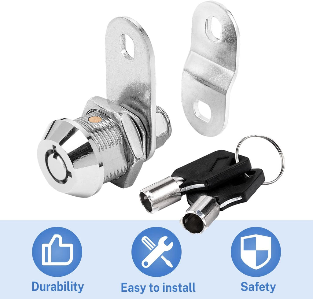Cam Lock RV Storage Locks Keyed Alike, 5/8" Fits on 3/8" Max Door Thickness, RV Locks for Compartment Door, Camper, Trailer, Cabinet Locks with Keys (5/8 Inch 2Pack)