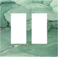 Decorative Outlet Covers Simple Green Marble 2 Gang Double GFCI Rocker Electrical Wall Panels Light Switch Cover Plate for living Room Office Decor