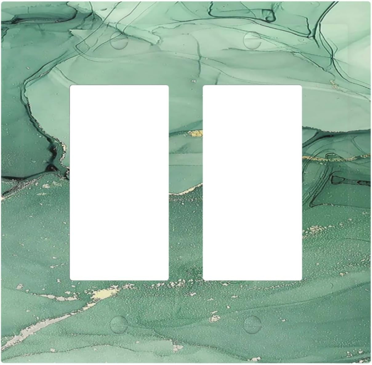 Decorative Outlet Covers Simple Green Marble 2 Gang Double GFCI Rocker Electrical Wall Panels Light Switch Cover Plate for living Room Office Decor