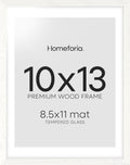 Homeforia White Frame 10x13 Wood, High End Oak 10x13 Picture Frames with Mat 8.5x11, 10 x 13 White Wooden Poster Frames Matted to 8.5 x 11 inch Photo, 13by10 Frames, Tempered Glass, Wall Kit, Set of 1