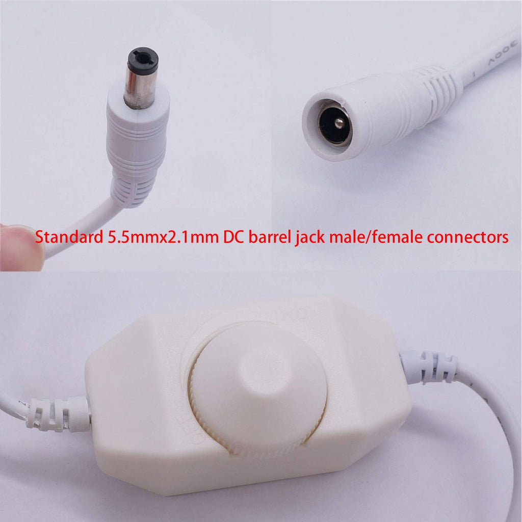 weideer 2Pcs DC12V-24V LED Strip Lights Dimmer Switch PWM Rotary Dimmer Controller Inline Dimmer Switch for LED String Lights Christmas Lights White K-018-W