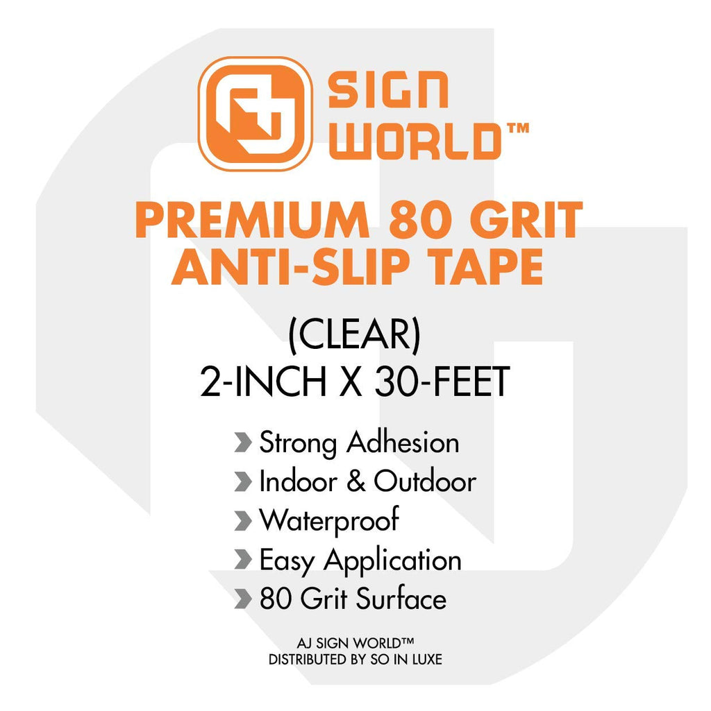Best Anti-Slip Grip Tape, Clear, 2" x 30 FT, 80 Grit, Industrial Grade, Indoor, Outdoor, Weatherproof (2-Inch x 30 Feet Roll)