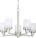 Doraimi Lighting 5 Light Fashion Kitchen Island Frosted Glass Shade+Hollow Metal Shade Chandelier Light Fixture,Brushed Nickel Finish Dining Room Living Room Corridor Bedroom