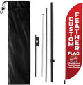 Custom Feather Flag(11.5x2.5FT) by BCB Print for Business Outdoor | Optional 15 FT Pole & Ground Spike | DIY Swooper Flag Banner | HD Printed Custom Sign | Express Dispatch & Ship | Made in USA
