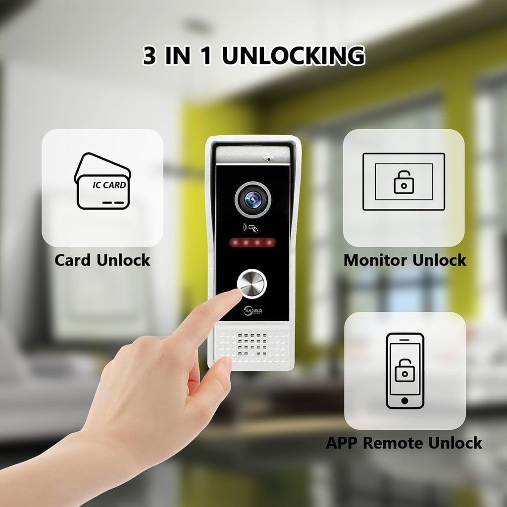 WiFi Video Intercom System Doorbell with Camera,1080P Touch Screen Monitor,Ring Doorbell Camera,Support Night Vision Remote Unlock Dual-Way Intercom for Home Security System (1 BELL+ 3 MONITOR)