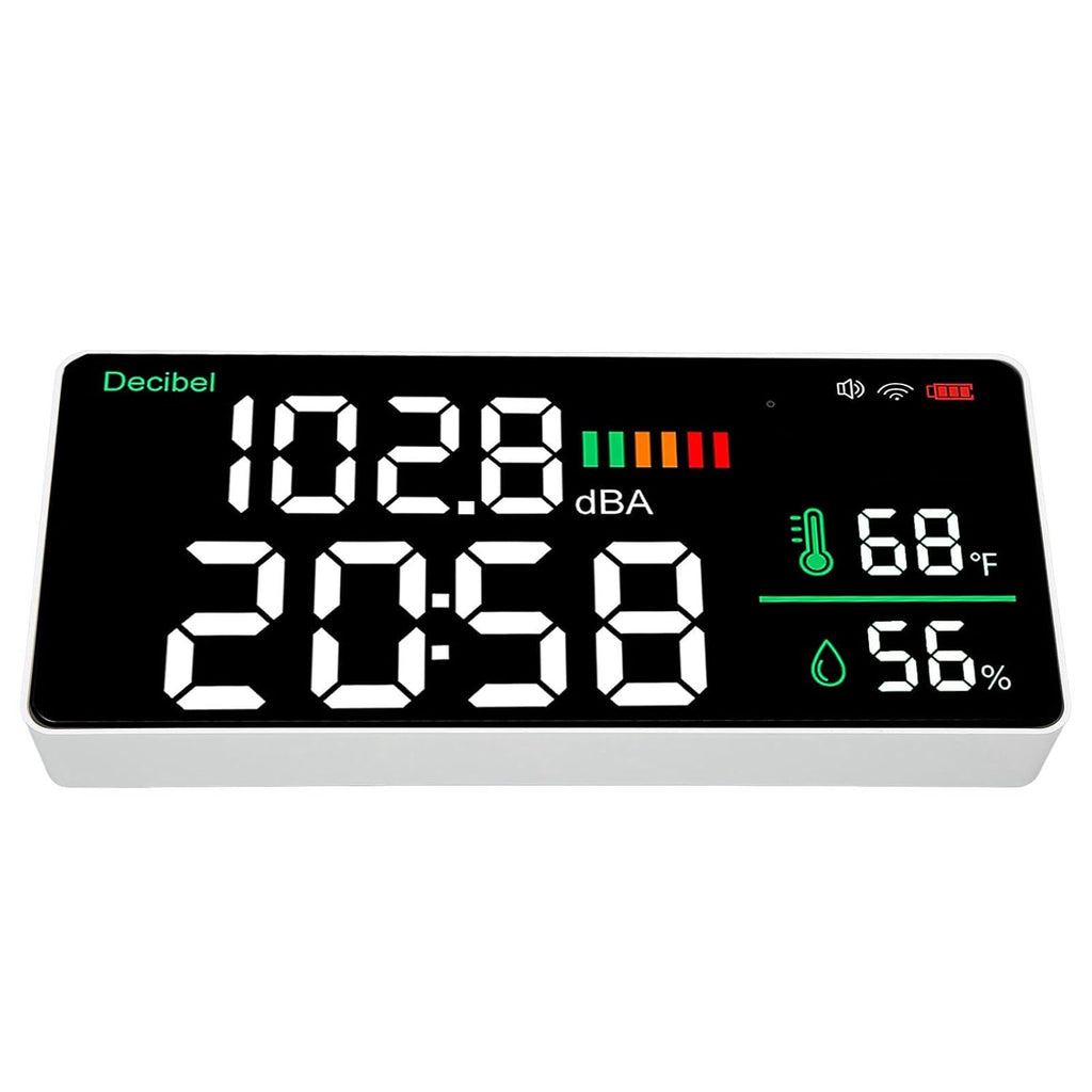 4 in 1 LED Decibel Meter, 2.4G WiFi Wall Mounted 11 Inch Meter, Sound & Noise Meters Temperature Humidity Time Display Level for Tuya Large Inch Display, Thermometer,