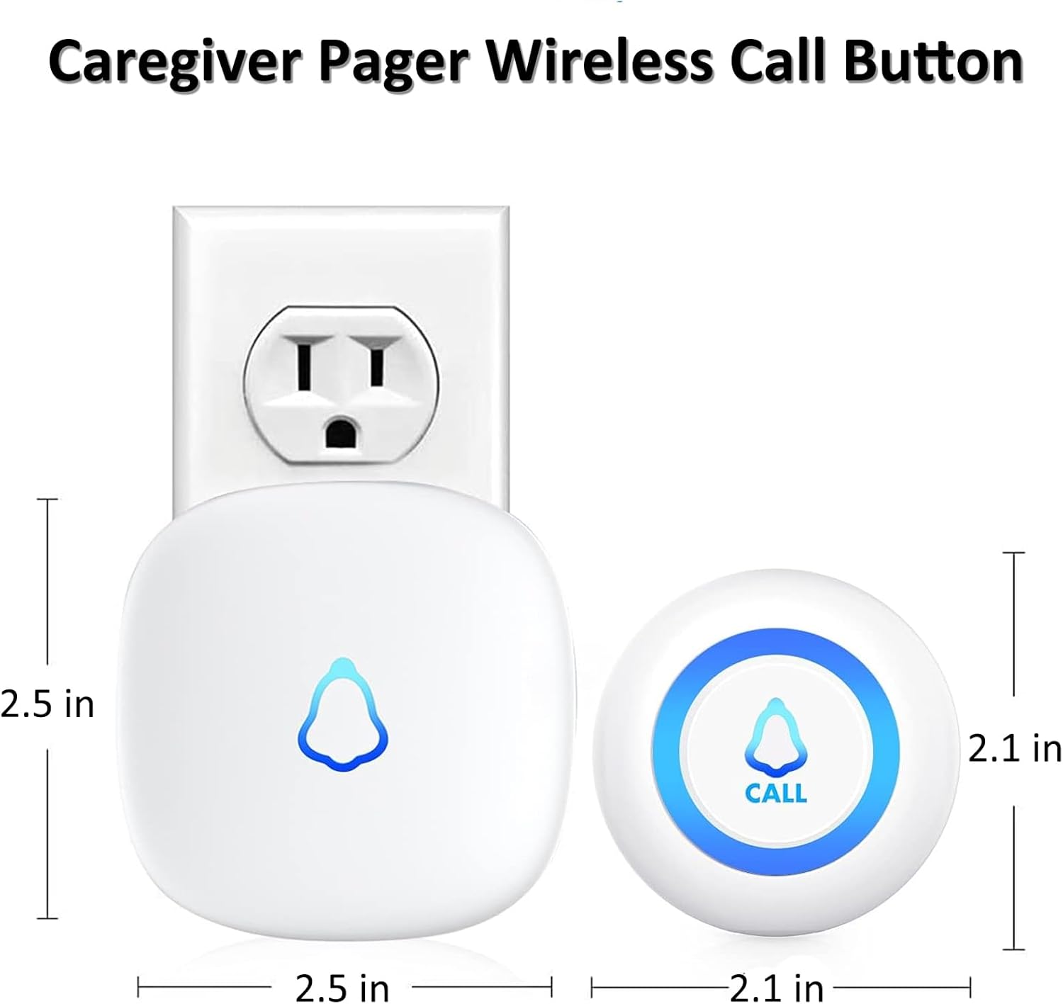 METAK Caregiver Pager Wireless Call Button for Elderly/Senior at Home, 1 Receiver + 1 Button, Medical Life Alert Necklace System for Patients, Disabled, Nurses, Emergency Bell Fall Monitor Devices