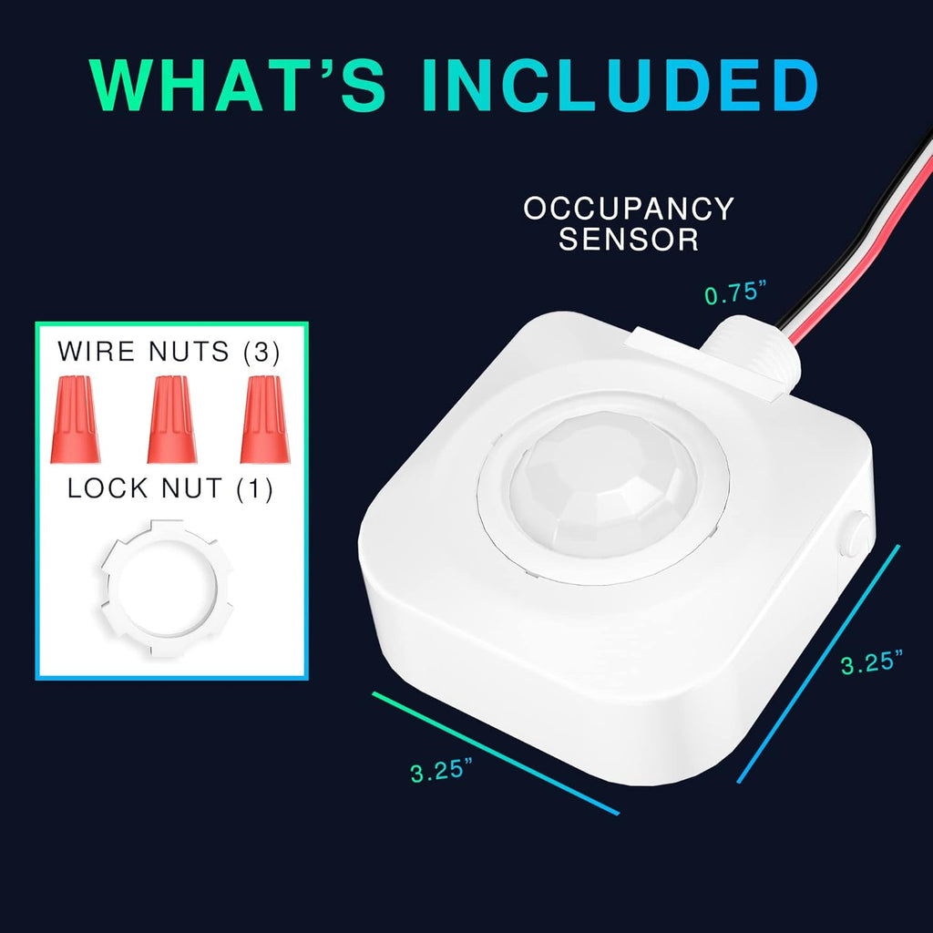 Ceiling Occupancy Motion Sensor, Passive Infrared Technology, High Bay Fixture Mount 360 Degree, Hard-Wired, 120-277 VAC, Commercial/Industrial Grade, 10-Pack