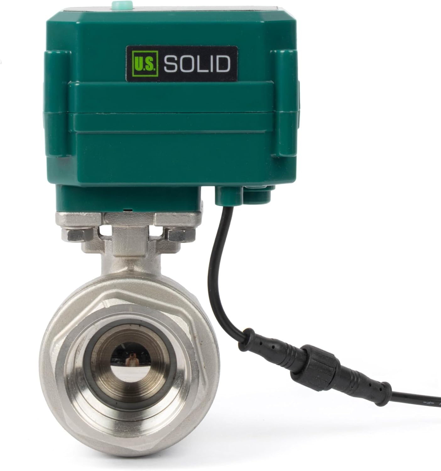 U.S. Solid 1-1/4" Smart Motorized Ball Valve - Remote App Mobile Control Stainless Steel Electrical Ball Valve with Manual Switch, 5V DC USB Connection