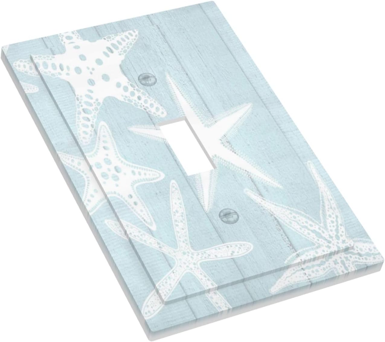 Beach Starfish Vintage Wood Rustic Country Ocean Decorative Light Switch Cover 1 Gang Single Toggle Device Electrical Faceplate Switchplates Decorator Outlet Wall Plate for Farmhouse Kids Room Decor