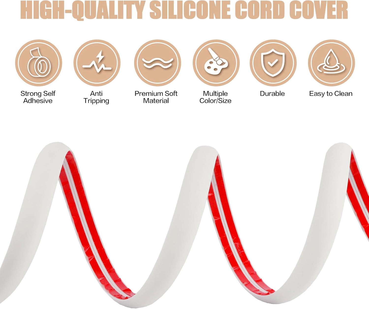Floor Cord Cover Cable Cavity Self Adhesive Cord Hider Floor Floor Cable Management Power Cord Protector Floor Electric Cord Covers for Offices, Gym, Exhibitions (Beige, 2.36" x 10')