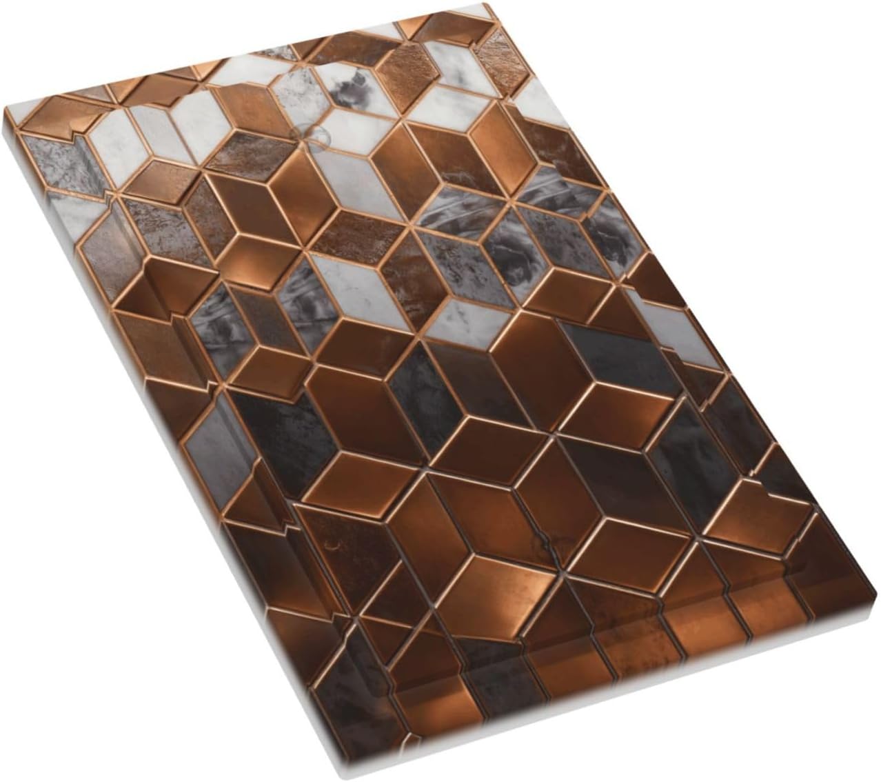 Brown Abstract Luxury Modern Geometric Cubic Marble No Device Single Blank Decorative Light Switch Covers Electrical Faceplate Switch Plates for Bathroom Kitchen Home