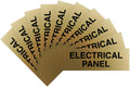 All Quality Basic Electrical Panel Sign - Fire Regulation Safety Compliance Sign - Brushed Gold - Large (10 Pack)