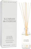 Sweet Water Decor Luxury Getaway Reed Diffuser Set - Room Diffuser with Leather, Amber & Musk Scent - Reed Diffuser for Bathroom Lasts for 4 Months - Home Diffuser with Premium Fragrance Oils