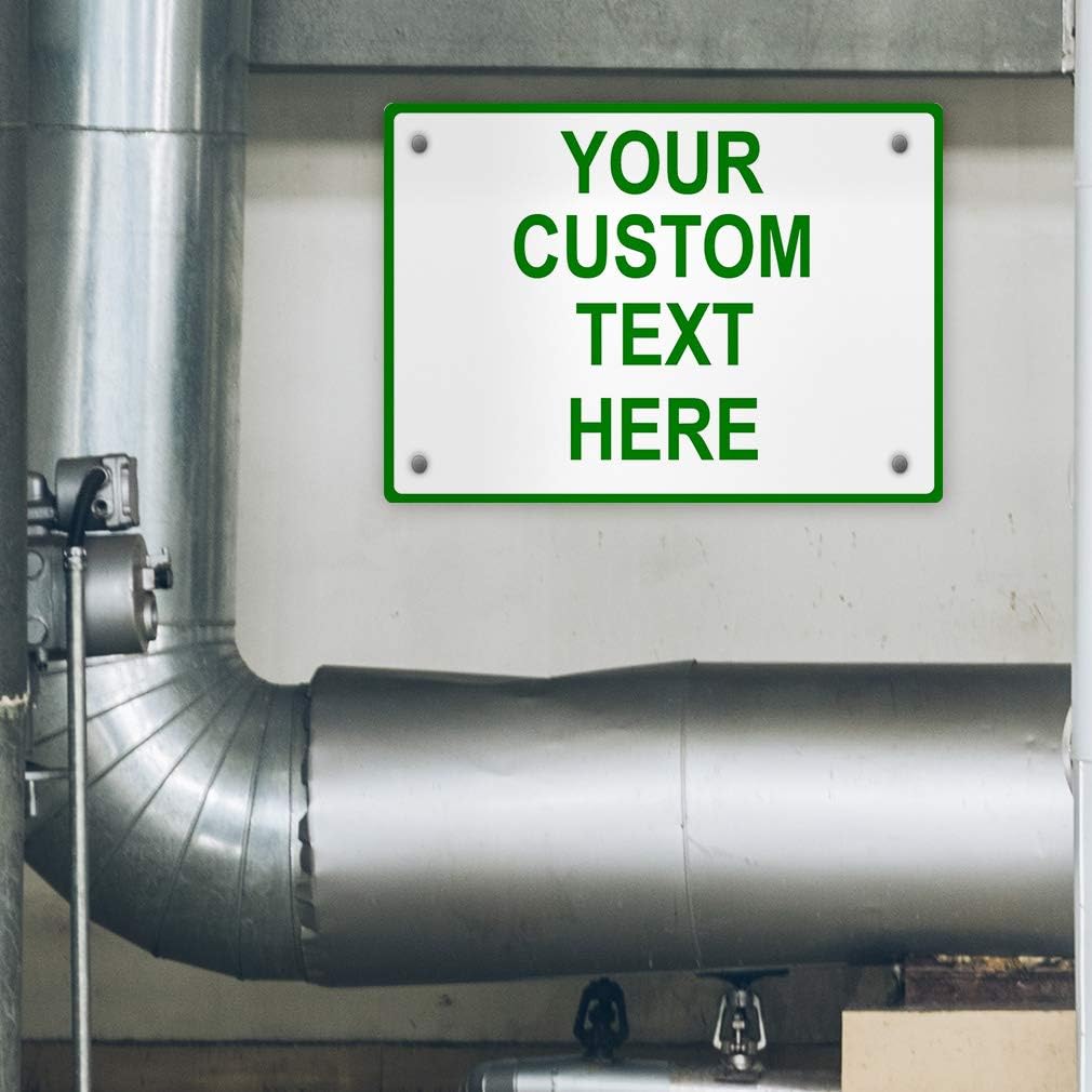 Aluminum Weatherproof Metal Sign Multiple Sizes Custom Personalized Text Here White Green Directions Horizontal Street Signs 14x10Inches