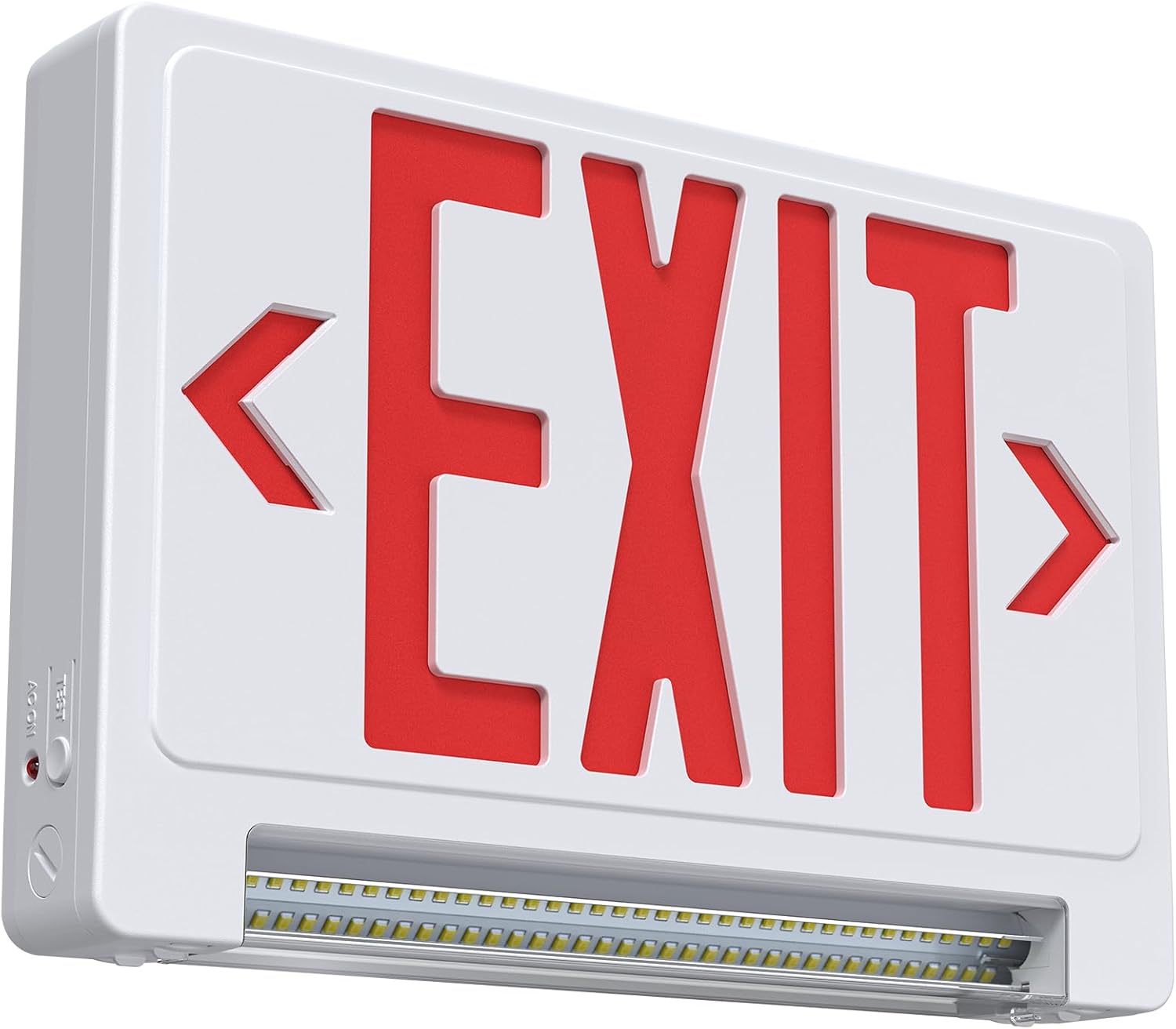Exit Sign with Adjustable LED Pipe,Exit Signs with Emergency Lights Bar Combo, Compact Hardwired Exit Sign with Battery Backup,Red Led Emergency Exit Light for Business ,120V/277VAC,UL Listed,Top/Side/Wall Mount (1 Pack)