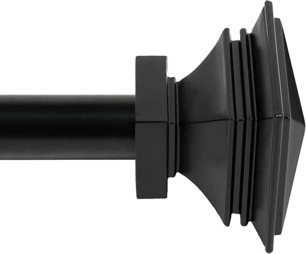 Deco Window Adjustable Curtain Rod for Windows 44 to 120 Inch (Pack of 1) Extendable Heavy Duty 1 Inch Iron Drapery Pole with Finials Wall Mounted French Door Curtain Rods (Black)