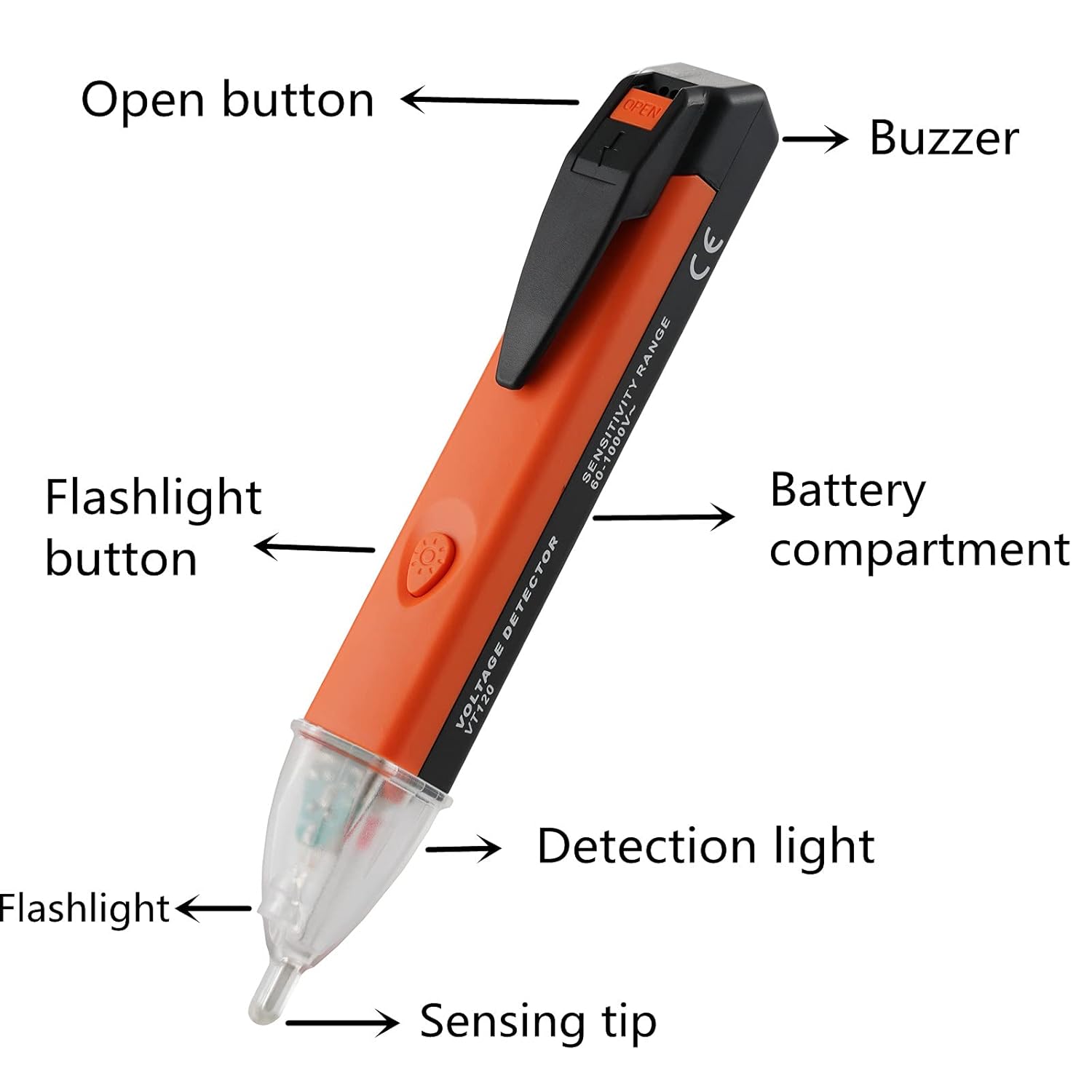 Non-Contact Voltage Tester Tools,LED Flashlight,Buzzer Alarm,AC Voltage Detector Pen,Test Range 60V - 1000V for Live/Null Wire Judgment