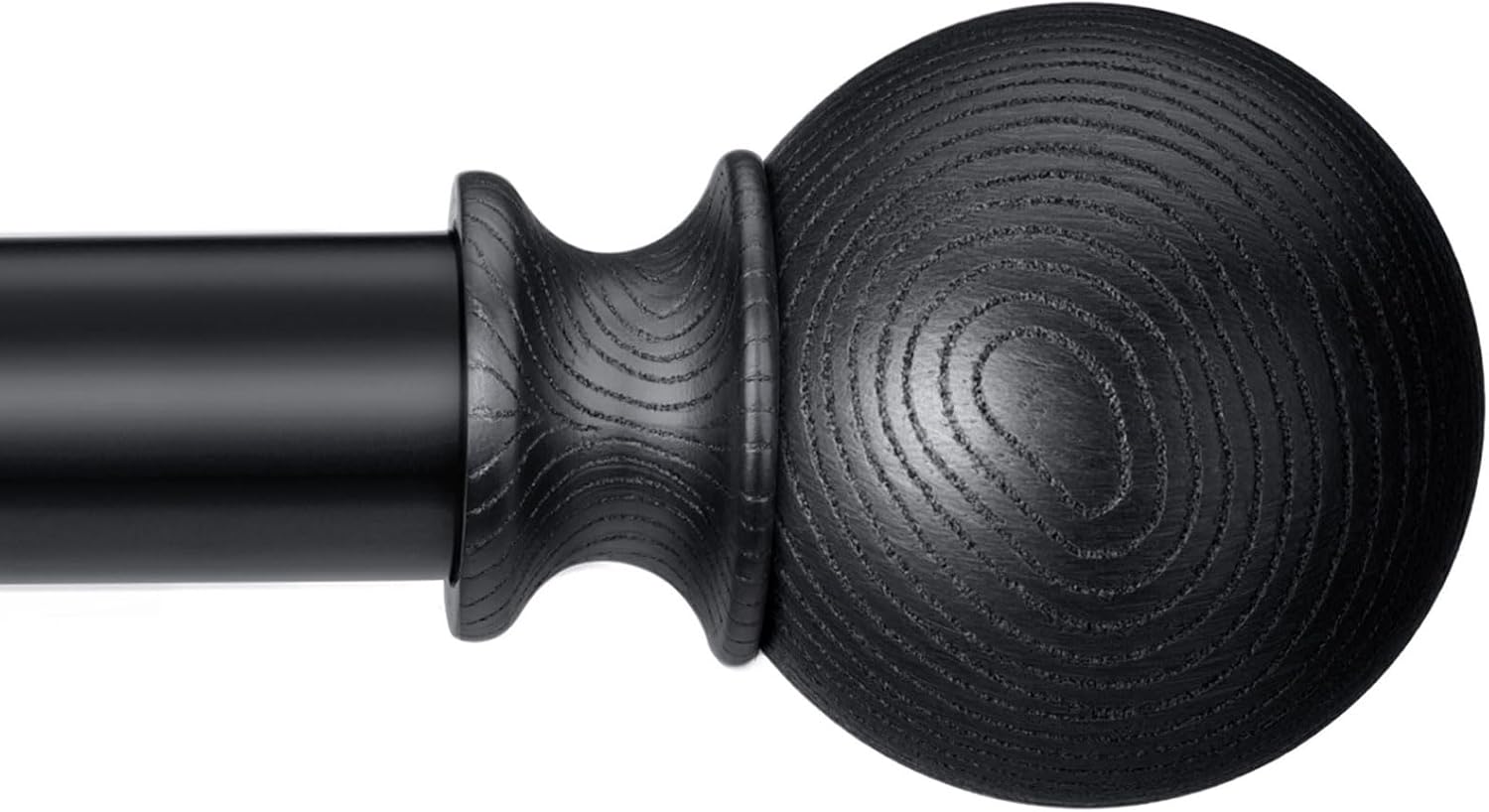 BRIOFOX Black Curtain Rods for Windows 48 to 84 Inch(4-7.33ft) - 1'' Diameter Heavy Duty Curtain Rods with Imitation Wood Grain Pattern Finials,Adjustable Decorative Curtain Rods Set,28-88''