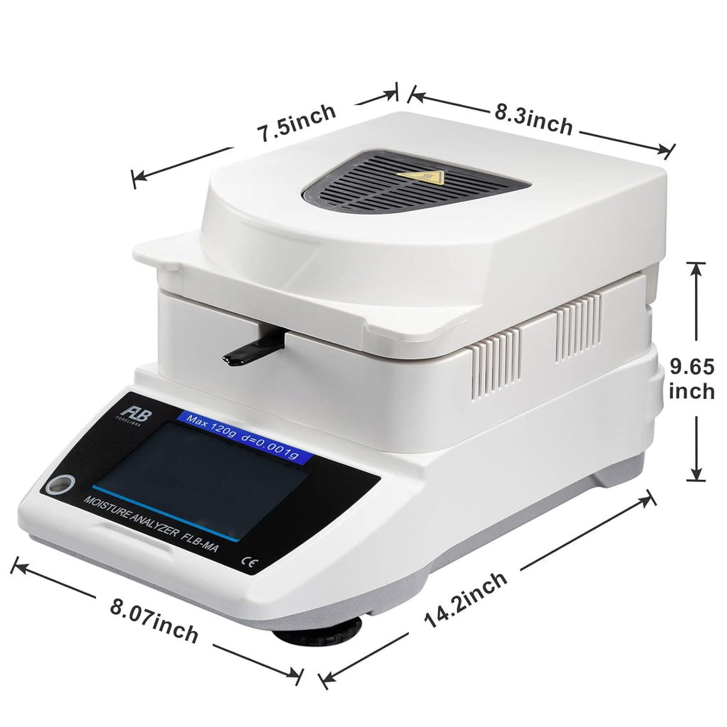 Moisture Analyzer Spanish English Germany Menu Balance Meter 0.01% Readability 0.001g 110V 3 Drying Modes Touch Screen RS232 Interface Water Content Test (120g0.001g)…