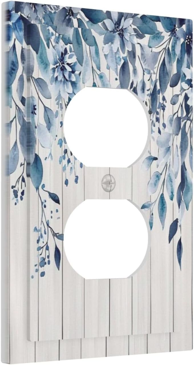 Eucalyptus Rustic Watercolor Plant Outlet Covers 1 Gang Duplex Light Switch Cover Decorative Switch Plates Electrical Receptacle Faceplate Wall Plate For Farmhouse Home Decor
