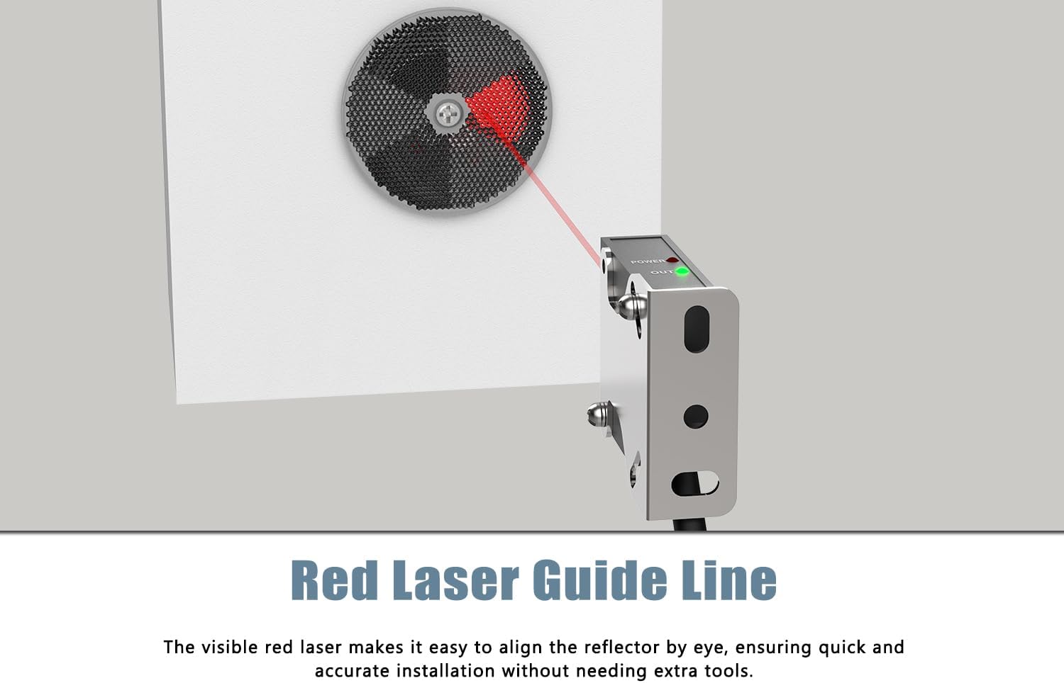 Blütezeit Retro-Reflective Photoelectric Sensor, 40ft Visible Red Beam Wall Mounted for Automatic Swing & Sliding Gate Openers Indoor/Outdoor, Compatible with Blütezeit Gate Motors (ME-R12M1)