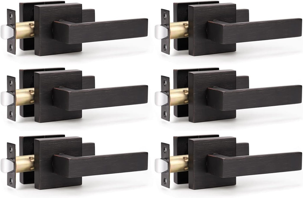 KNOBWELL Oil Rubbed Bronze Interior Door Handles Passage Function Heavy Duty Door Leversets, Closet Door Levers for Left or Right Handing, 6 Pack 2.07 lb One Lever