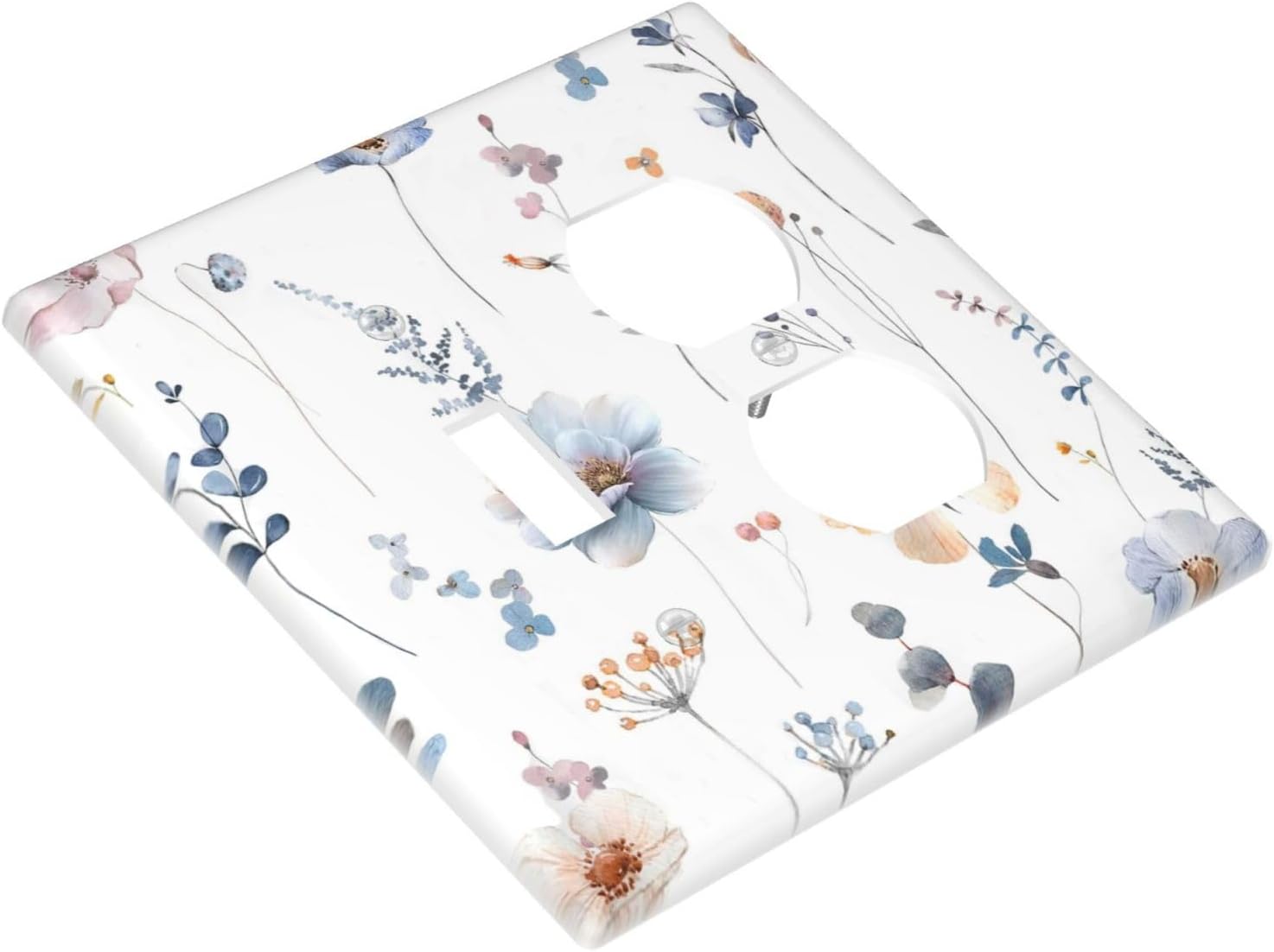 Wildflowers Plant Leaves Floral Berry Wallplates 1 Toggle 1 Duplex Switch Plate Electrical GFCI Faceplate Decorative Light Switch Covers for Bed Room Living Room Decor
