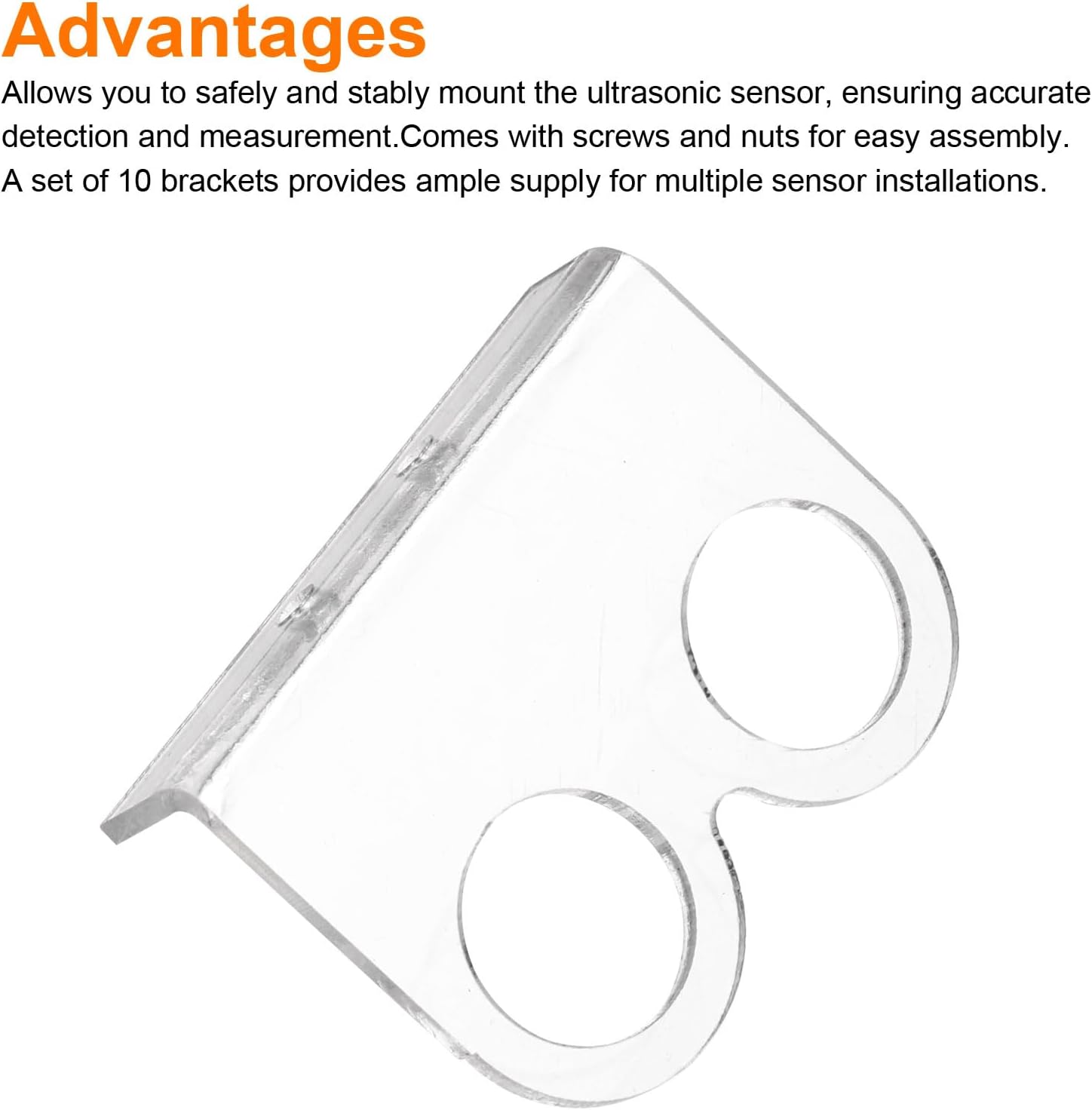 MECCANIXITY 10 Pcs Ultrasonic Sensor Mounting Bracket for Distance Sensor Module, Ultrasonic Module Accessories with Screws and Nuts, Transparent