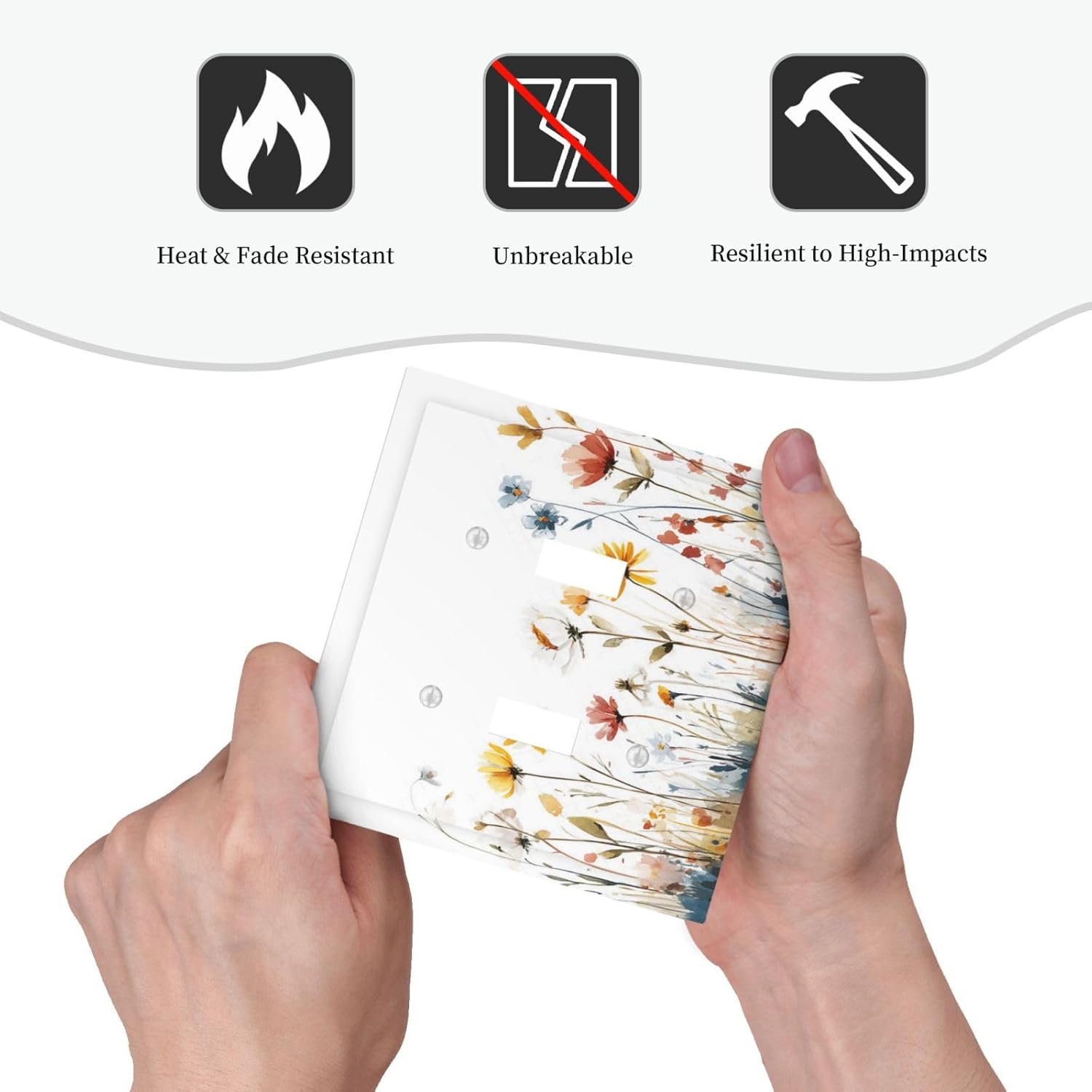 Watercolor Wildflower Colorful Floral Plant Decorative Switch Plates 2 Gang Double Toggle Outlet Light Switch Cover Wall Plate Electrical Faceplate for Bed Room Living Room Decor