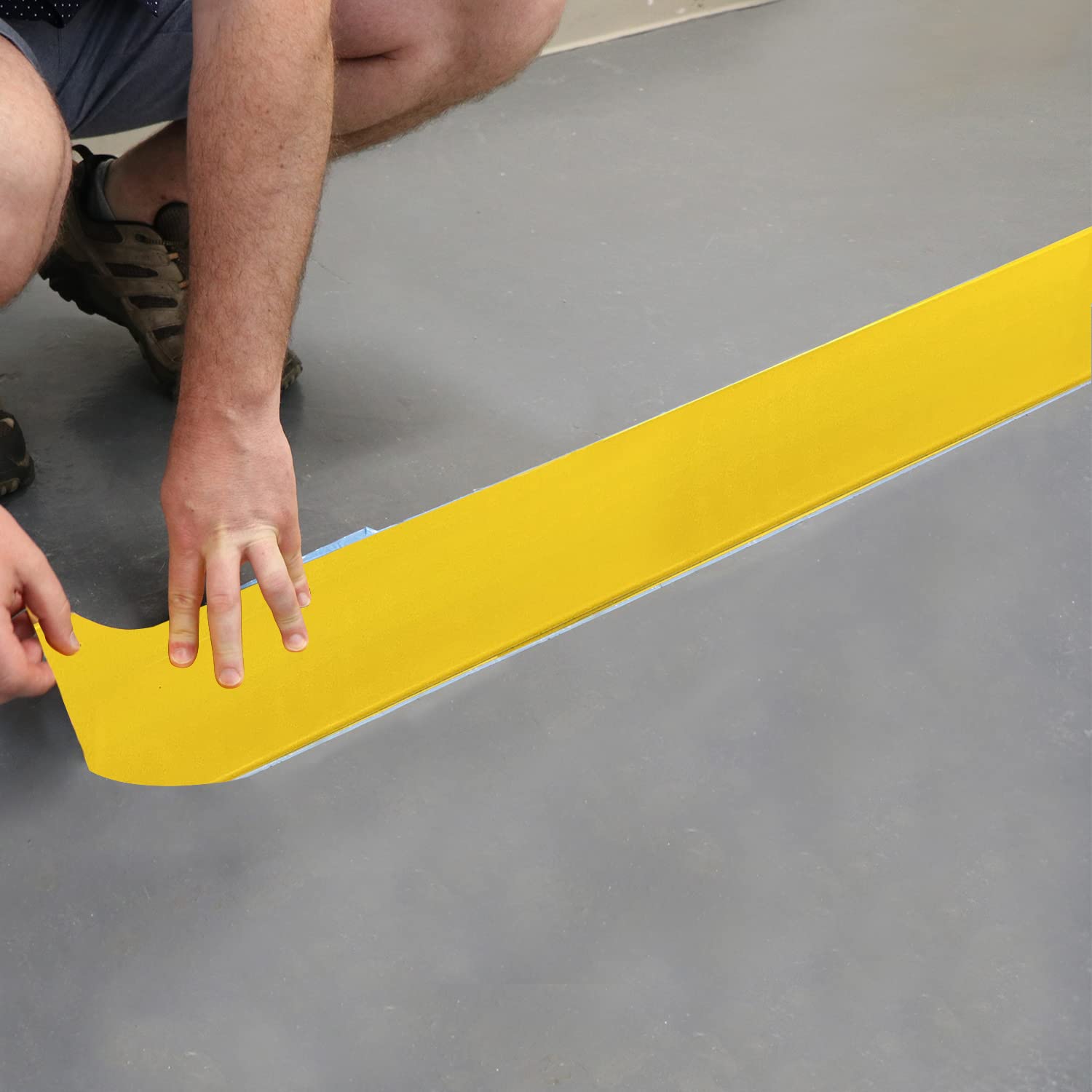 SmartSign Yellow 4 inch x 100 feet Floor Marking Tape, 32 mil Vinyl Floor Tape, Superior Mark Industrial Use Safety Tape with Beveled Edges, Strong Adhesive, for Gym/Warehouse/Courts