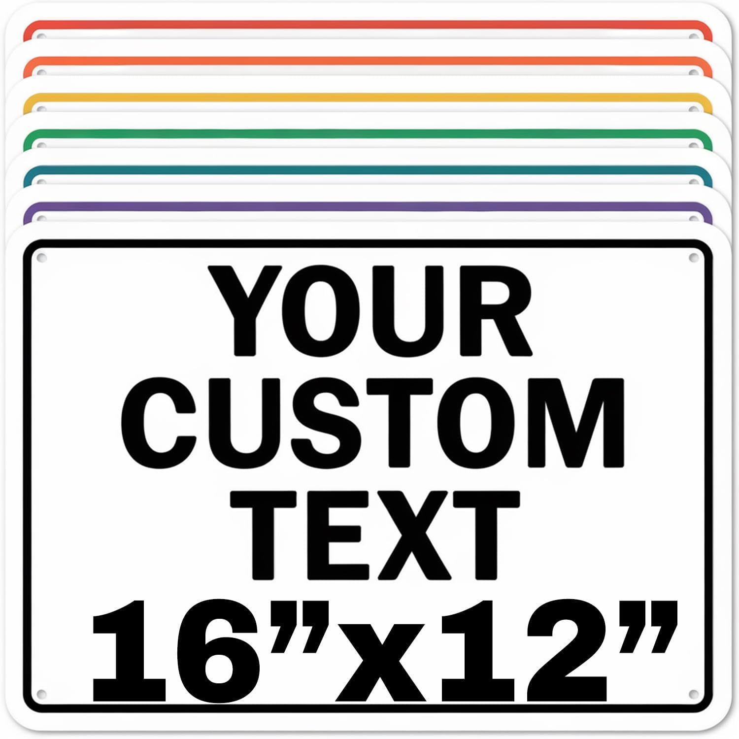 Custom Aluminum Signs – Personalized Weatherproof Metal Signs for Indoor & Outdoor Use – Multiple Sizes – Add Text/Logo – Optional Reflective & Double-Sided Printing – for Home, Business, Hazard, Garden, Door & Commercial Use (Rectangle 2, 16x12inch)