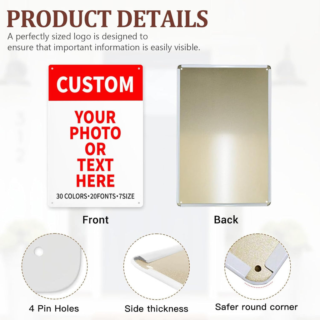 Bulk Custom Signs Outdoor Metal Sign Personalized Signs for Business, Office, Home, Road Signs, Garden Signs, Parking Signs, Decorative Signs, 12''x17''