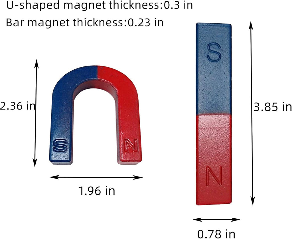 Physics Science Kids Magnet Kit for Education Experiment School Home, Educational Horseshoe & Bar Magnets Set with North and South Identified for Kids Students Teachers